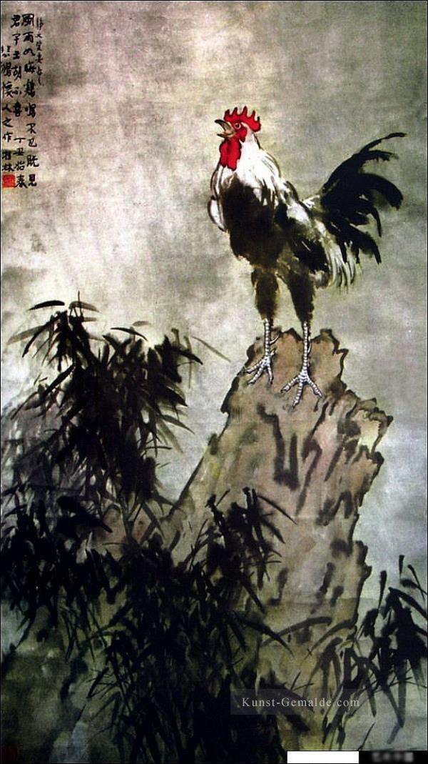 Xu Beihong Hahn auf Felsen alte China Tinte Ölgemälde